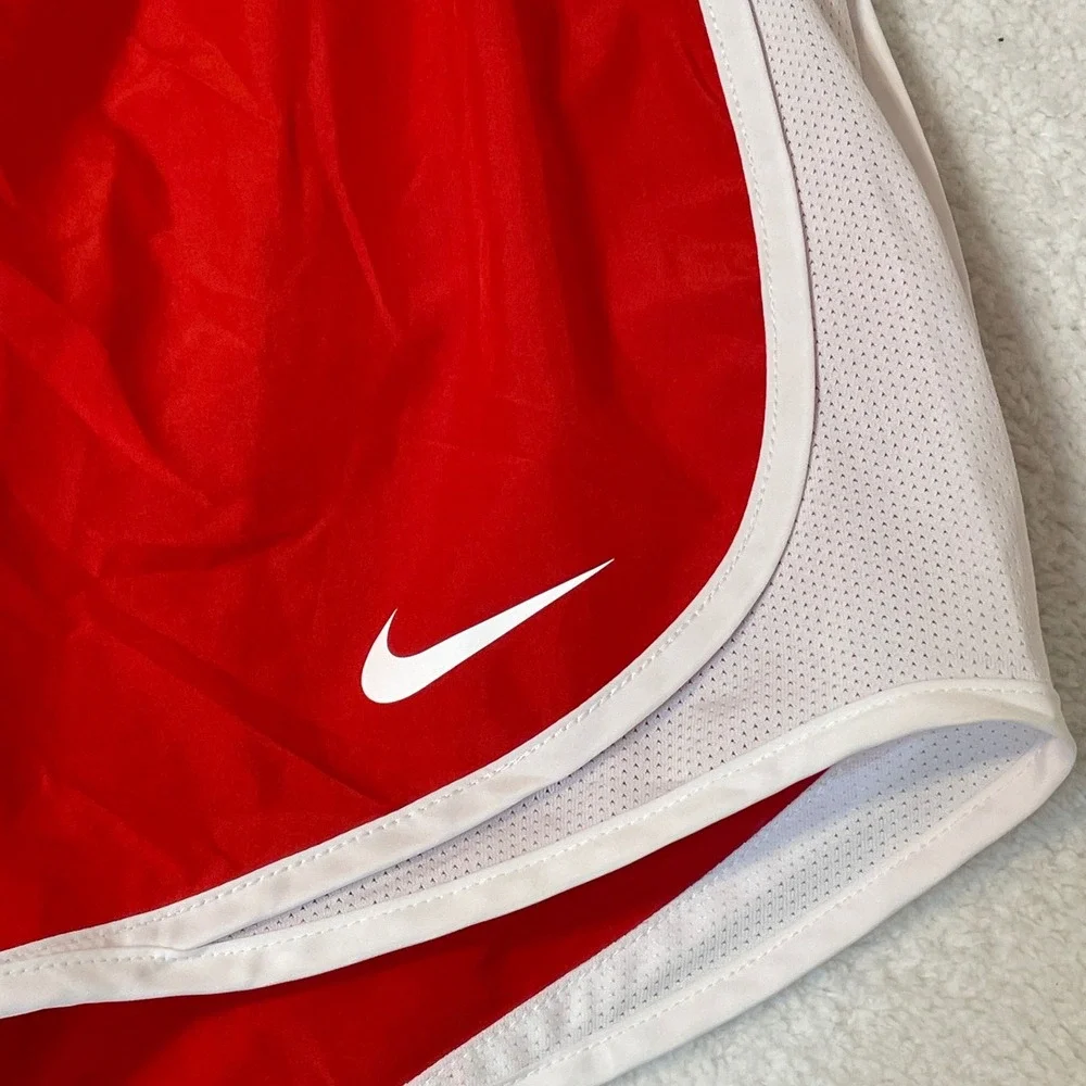 Nike Dri-FIT Tempo Running Shorts Red White Mesh Athletic Gym Womens Medium